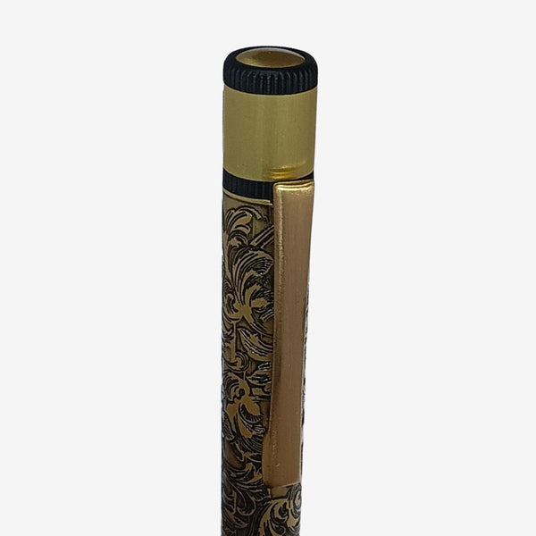 Metallic Glossy Gold Engraved Ball Pen – Premium Twist Pen for Men & Women | Smooth Blue Ink | Screw-Type Refill