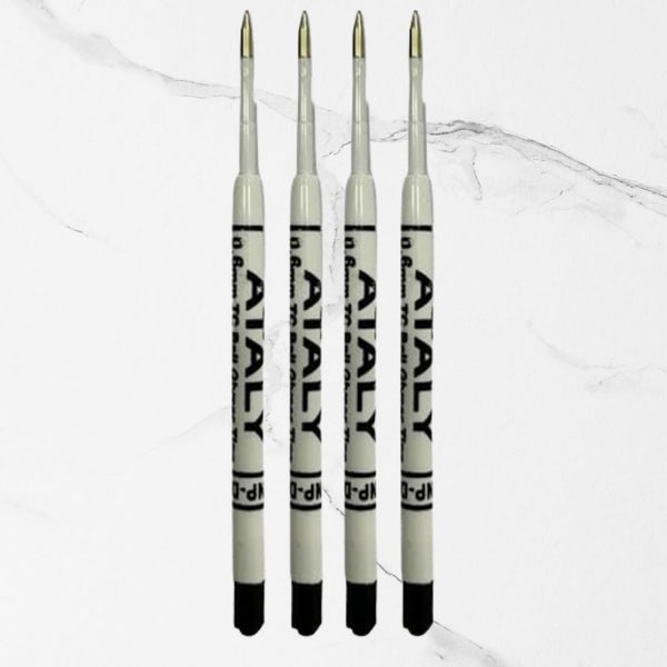 Set of 4 Premium Plastic Jotter Refills – 0.6mm Fine Point | Smooth Black Ink | Compatible Ball Pen Refills for Daily Writing