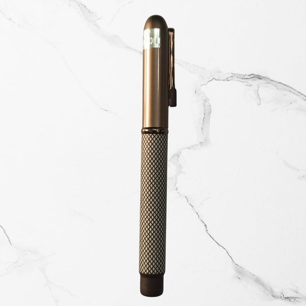 Matt Coffee Designer Ball Pen – White Design | Magnetic Cap | Premium Valentine Gift