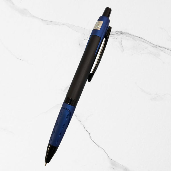Metallic Glossy Black Body with Blue Design Ball Pen – Premium Click Mechanism | Smooth Blue Ink | Elegant Writing Pen