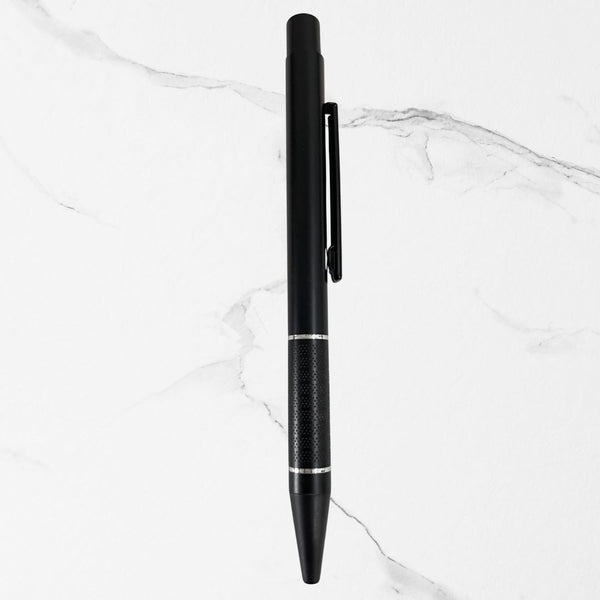 Matt Black Body Ball Pen with Glossy Black Clip | Smooth Click Mechanism