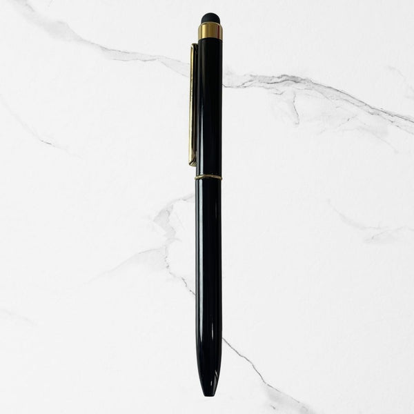 Fellowship 2-in-1 Glossy Black Ball Pen | Dual Ink (Blue & Red) | Gold Clip