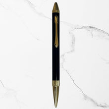 2 in 1 Metallic Glossy Black Colour Body with Gold Colour Grip Dual Ink Twist Mechanism Ball Pen – Blue & Black Ink