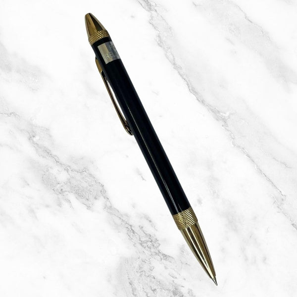 2 in 1 Metallic Glossy Black Ball Pen with Gold Grip – Twist Mechanism