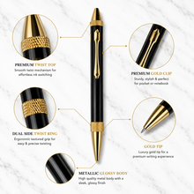 Ballpen Bazaar 2 in 1 Dual Ink Ball Pen Black Gold Grip Blue Red Ink