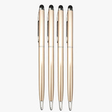Set of 4 Rose Gold Stylus Ball Pens for Women & Men | Glossy Metallic Finish | Twist Mechanism | 0.6mm Screw Type Blue Ink Refill | Premium Smooth Writing