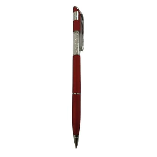 Matte Red Diamond Ball Pen with Silver Clip | Twist Mechanism | Blue Ink