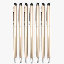 Set of 7 Stylus Metallic Rose Gold Ball Pens with Silver Clip | Twist Mechanism | 0.6mm Screw Type Blue Ink Refill | Smooth Writing | Luxury Gift Pen Set for Men & Women