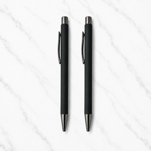 Ballpen Bazaar Set of 02 Matt Black Colour Body with Gunmetal Colour Clip Click Mechanism Ball Pen | Blue Ink | Premium Metal Writing Pens | 2 Pcs