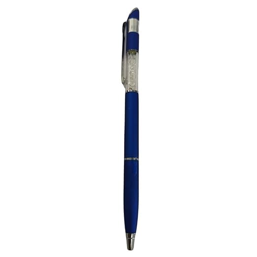 Matte Blue Diamond Ball Pen with Silver Clip | Twist Mechanism | Blue Ink | Elegant Valentine Gift Pen