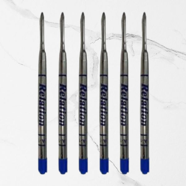 Set of 6 Metal Jotter Refills – 1mm Blue Ink | Smooth Long-Lasting Writing | Compatible Premium Ball Pens
