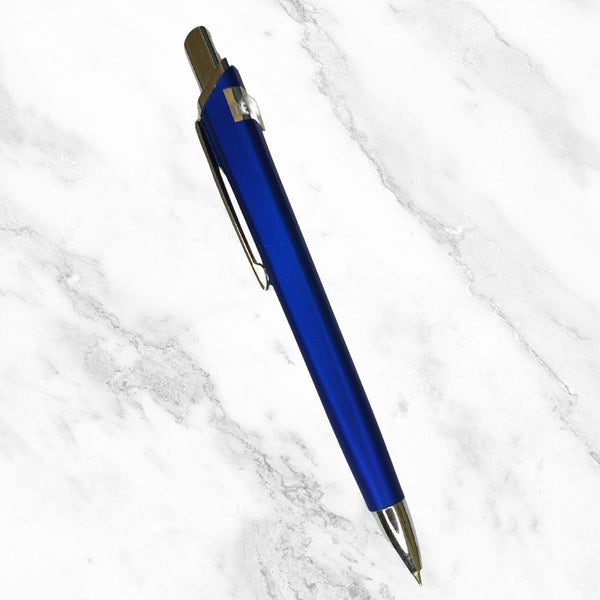 Metallic Blue Ball Pen with Silver Clip – Click Mechanism | Smooth Writing with Jotter Refill Blue Ink