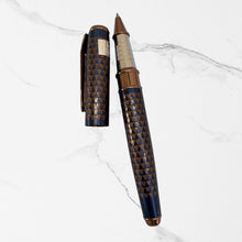 Metallic Glossy Blue Ball Pen with Brown Rectangle Design | Openable Mechanism | Premium Blue Ink Pen for Smooth Writing