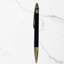2 in 1 Metallic Glossy Black Colour Body with Gold Colour Grip Dual Ink Twist Mechanism Ball Pen – Blue & Black Ink