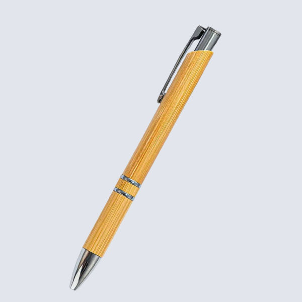 Wooden Colour Body Ball Pen with Silver Clip | Click Mechanism | Smooth Blue Ink Writing