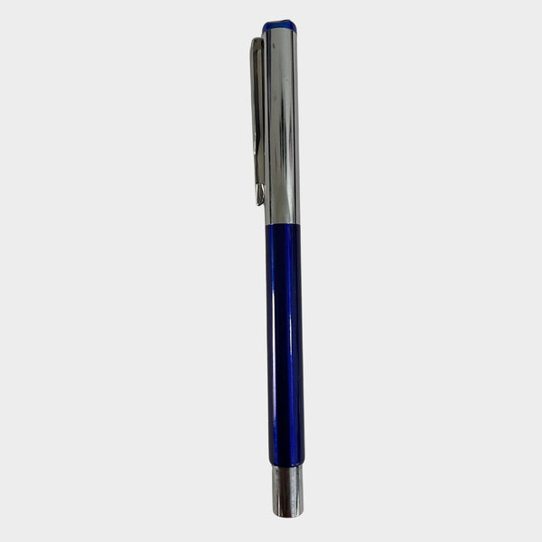 Set of 6 Metallic Glossy Blue Body Ball Pens with Silver Cap