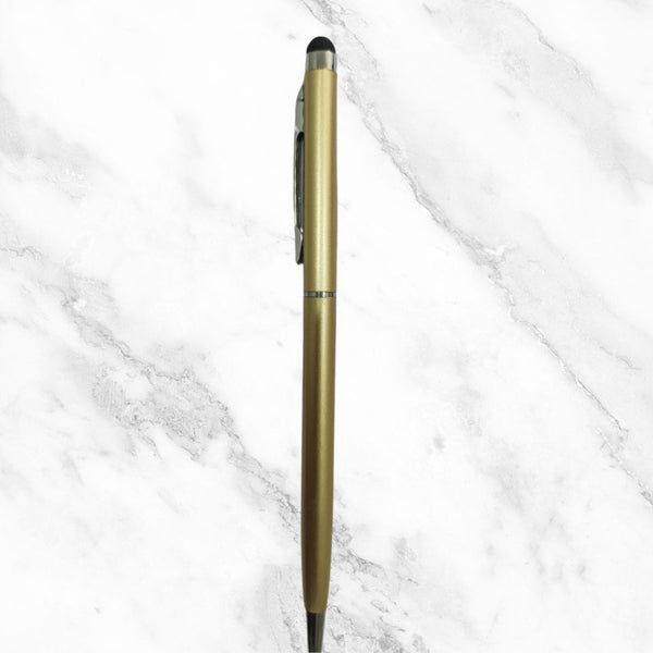 Stylus Metallic Glossy Gold Colour Body with Silver Clip Twist Mechanism Ball Pen – Blue Ink