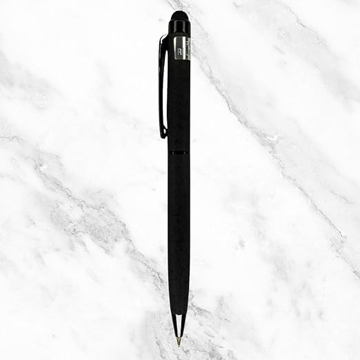 Matt Designer Black Ball Pen with Glossy Clip – Mobile Touch Tip | Twist Mechanism | Premium Blue Ink Writing Pen for Office & Gifting