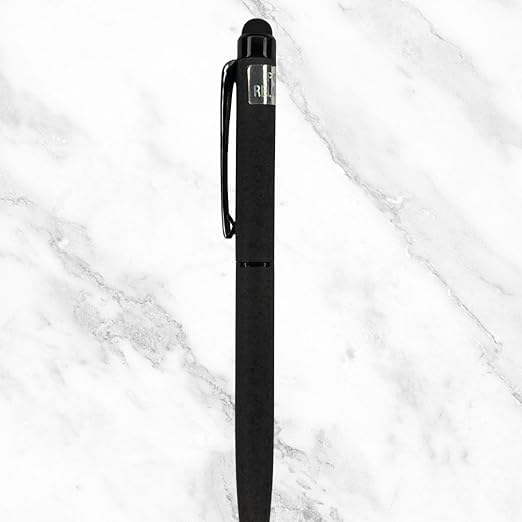 Matt Designer Black Ball Pen with Glossy Clip – Mobile Touch Tip | Twist Mechanism | Premium Blue Ink Writing Pen for Office & Gifting