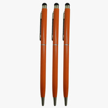 Set of 3 Orange Colour Body with Silver Clip Twist Ball Pens | Premium Metal Ball Pen for Men & Women | 0.6mm Screw Type Blue Ink Refill | Smooth Writing | Ideal Corporate Gift