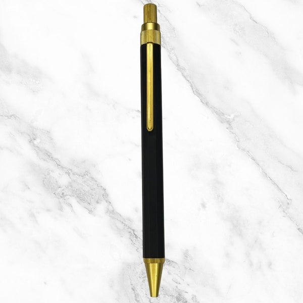 Metallic Black Ball Pen with Gold Clip – Click Mechanism | Jotter Refill Blue Ink