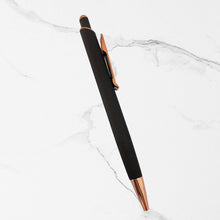 Matte Black Ball Pen with Rose Gold Clip | Premium Click Mechanism | Blue Ink Smooth Writing | Luxury Metal Pen for Office & Gifting