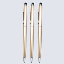 Set of 3 Stylus Metallic Glossy Rose Gold Body Ball Pens with Silver Clip – Twist Mechanism, Smooth Blue Ink