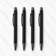 Ballpen Bazaar Set of 04 Matt Black Colour Body with Gunmetal Colour Clip Click Mechanism Ball Pen | Blue Ink | Premium Metal Writing Pens | 4 Pcs