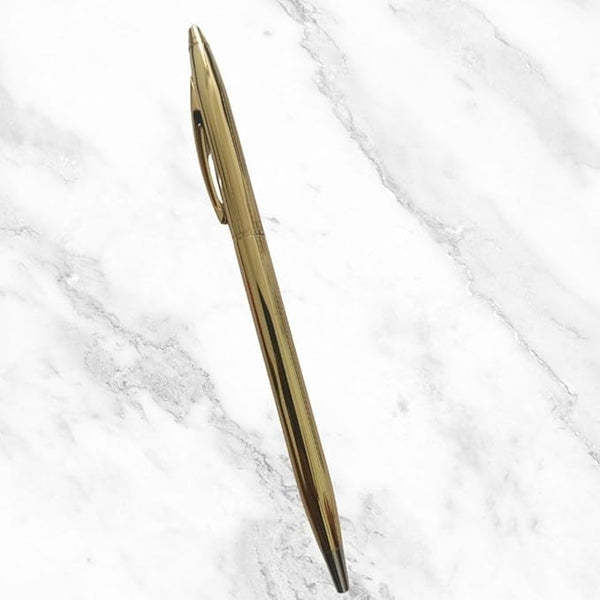 Metallic Glossy Gold Ball Pen – Twist Mechanism | Blue Ink | Elegant Gold Clip