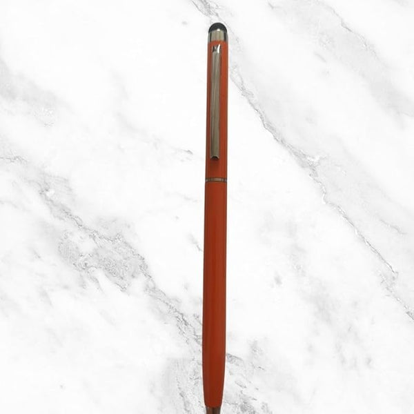 Metallic Glossy Orange Ball Pen – Mobile Touch Tip | Twist Mechanism