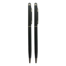 Combo of 2 Black Stylus Twist Ball Pens – Glossy Finish | 0.6mm Blue Ink | Touchscreen Compatible | Smooth Writing | Elegant Silver Clip | Ideal for Office, School & Gifting