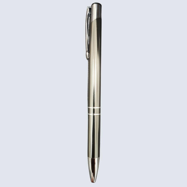 Set of 2 Elegant Click Ball Pens – Blue & Gray Body with Silver Clips