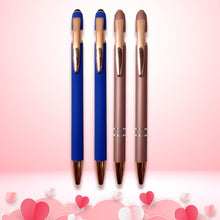 Valentine Special Gift Set of 4 Stylus Ball Pens – Matte Blue & Rose Gold Body with Rose Gold Clip | Click Mechanism | Blue Ink
