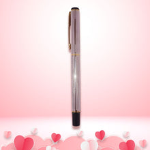 Metallic Glossy Full Silver Colour Body with Gold Colour Clip Openable Mechanism Ball Pen – Blue Ink | Premium Valentine Gift Pen