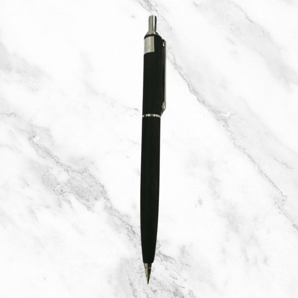 Black Metal Ball Pen with Silver Clip – Sleek Design | Smooth Blue Ink Jotter Refill