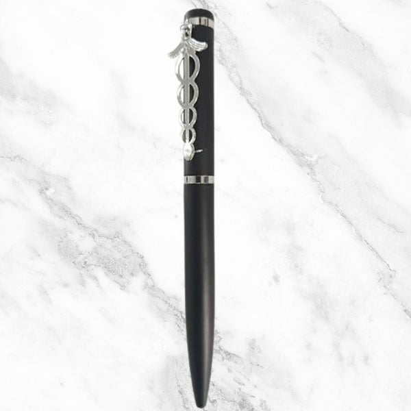 Black Body Ball Pen with Doctor Symbol Clip – Twist Mechanism | Cross Type Blue Ink Refill