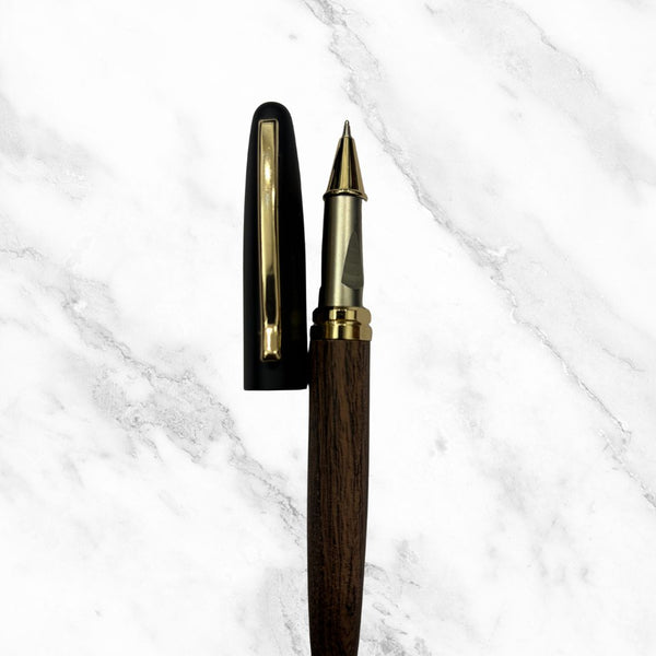 Wooden Color Body With Black Color Cap Openable Mechanism Ball Pen - Jumbo Jotter Refill Blue Ink