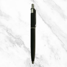 Black Metal Ball Pen with Silver Clip – Sleek Design | Smooth Blue Ink Jotter Refill
