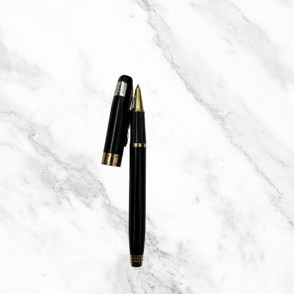 Metallic Black Ball Pen with Gold Clip – Openable Mechanism | Blue Ink | Premium Writing