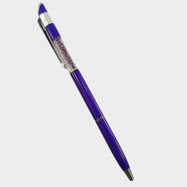 Glossy Blue Diamond Pen – Shimmering Design | Smooth Writing with Mini VT Refill Blue Ink