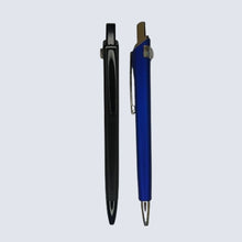 Set of 2 Plastic Ball Pens – Black Body Click Pen + Blue Body Silver Clip Click Pen | Smooth Blue Ink