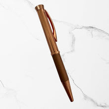 Metallic Glossy Rose Gold Mini Ball Pen with Copper Clip | Twist Mechanism | Smooth Blue Ink | Elegant Valentine Gift Pen