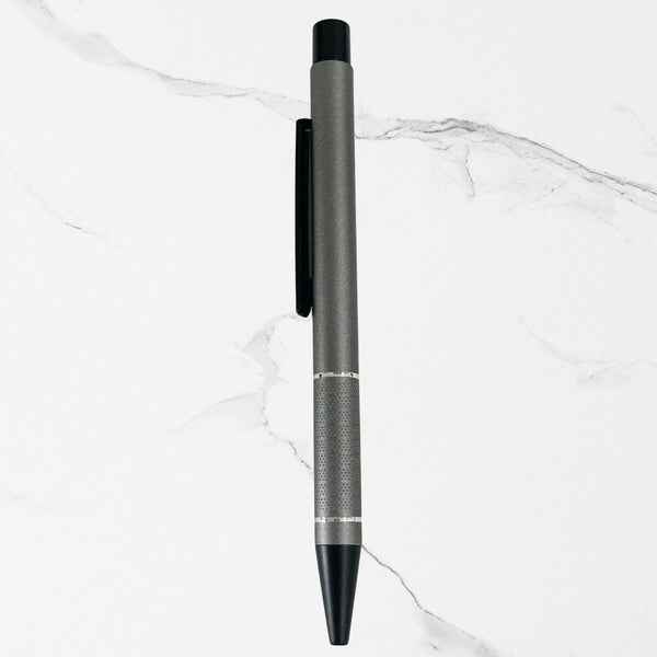 Matt Gunmetal Colour Body with Glossy Black Colour Clip – Click Mechanism Ball Pen (Blue Ink)