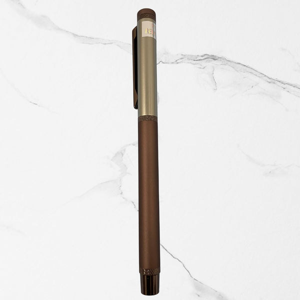Metallic Cream Body Ball Pen with Brown Cap | Openable Mechanism | Premium Smooth Writing Blue Ink Pen | Elegant Gifting Choice