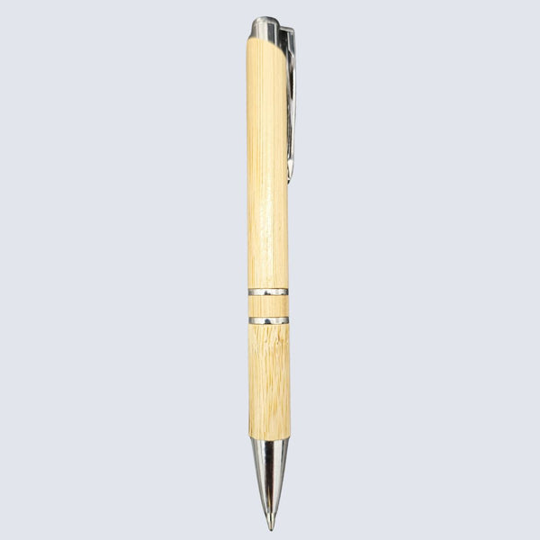Set of 5 Wooden Colour Body with Silver Clip Click Mechanism Ball Pen – Smooth Blue Ink Writing Set