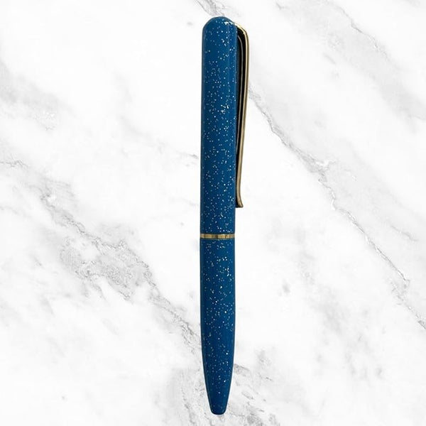 Metallic Glossy Designer Blue Mini Ball Pen with Gold Clip – Elegant Twist Mechanism & Premium Blue Ink