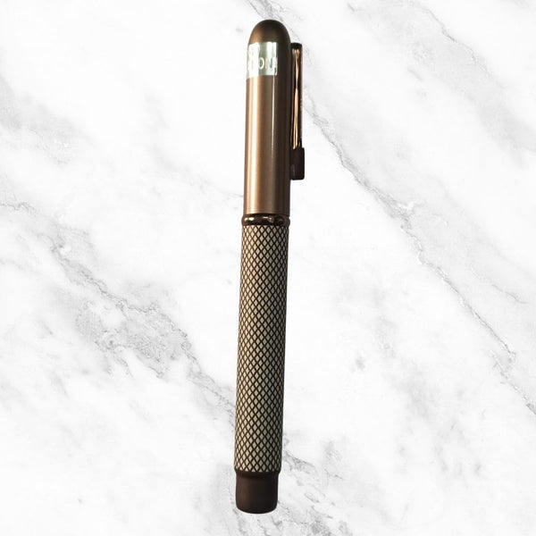 Matt Coffee Designer Ball Pen – White Design | Magnetic Cap | Openable Mechanism | Smooth Blue Ink | Premium Writing for Office, School & Gifting