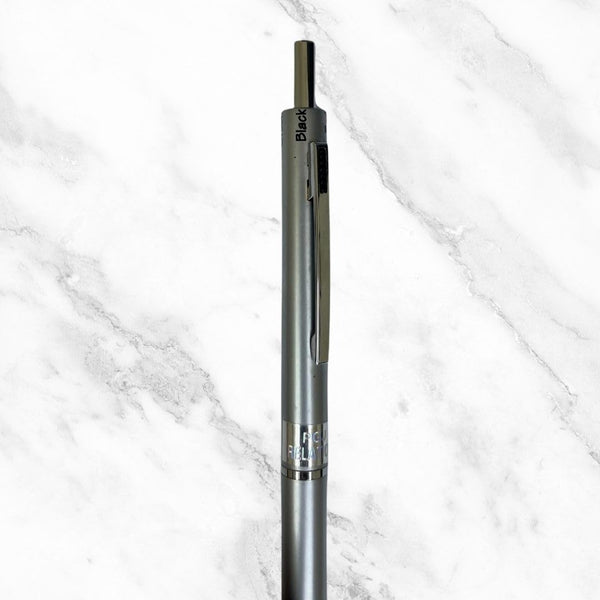 5-in-1 Silver Body Ball Pen – Multi-Color Inks + 0.5mm Pencil