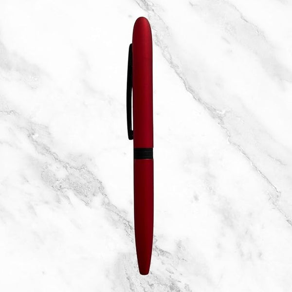 Matte Red Mini Ball Pen with Black Clip – Compact Twist Mechanism | Smooth Blue Ink Writing