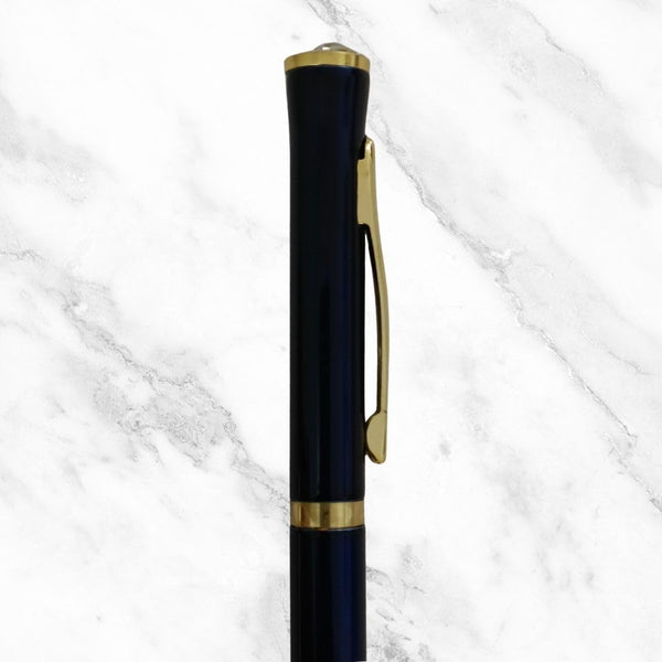 Matt Blue Mini Ball Pen with Gold Clip | Twist Mechanism